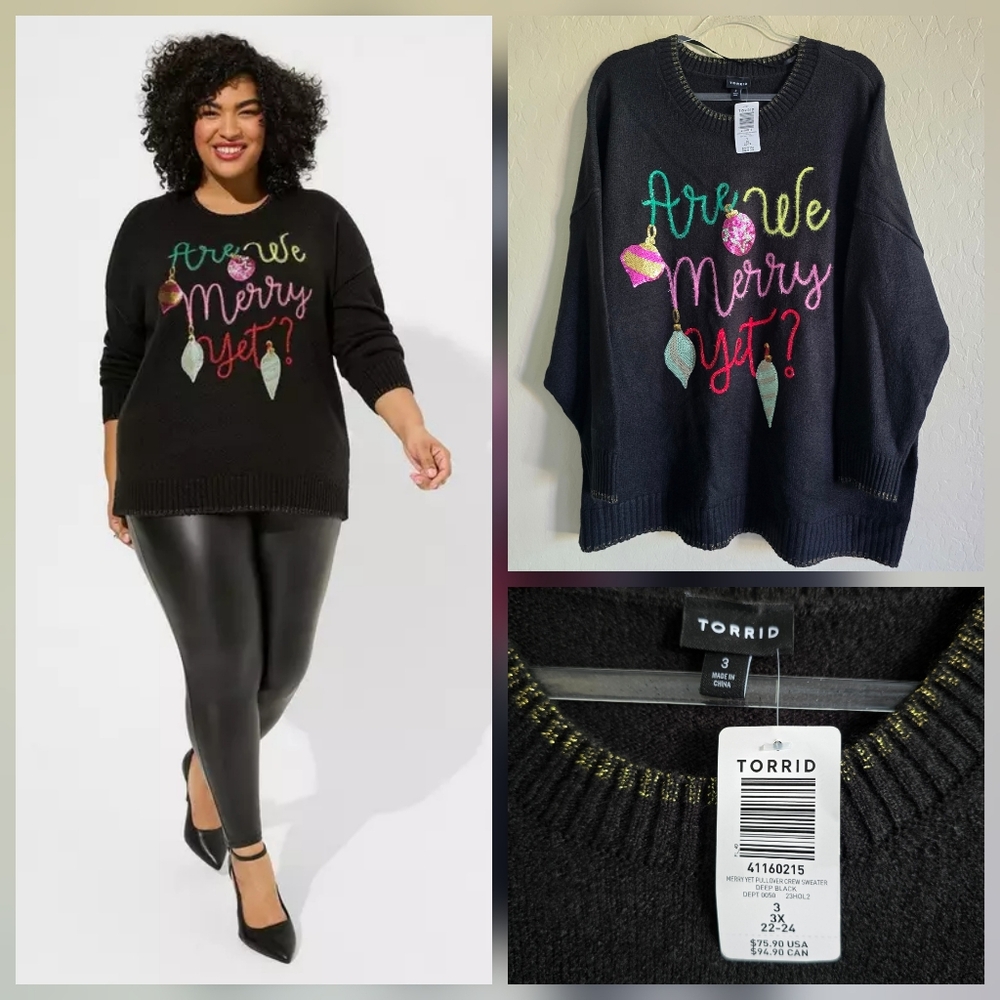 Torrid Are We Merry Yet Pullover Crew Sweater Size 3 (3x, 22-24)